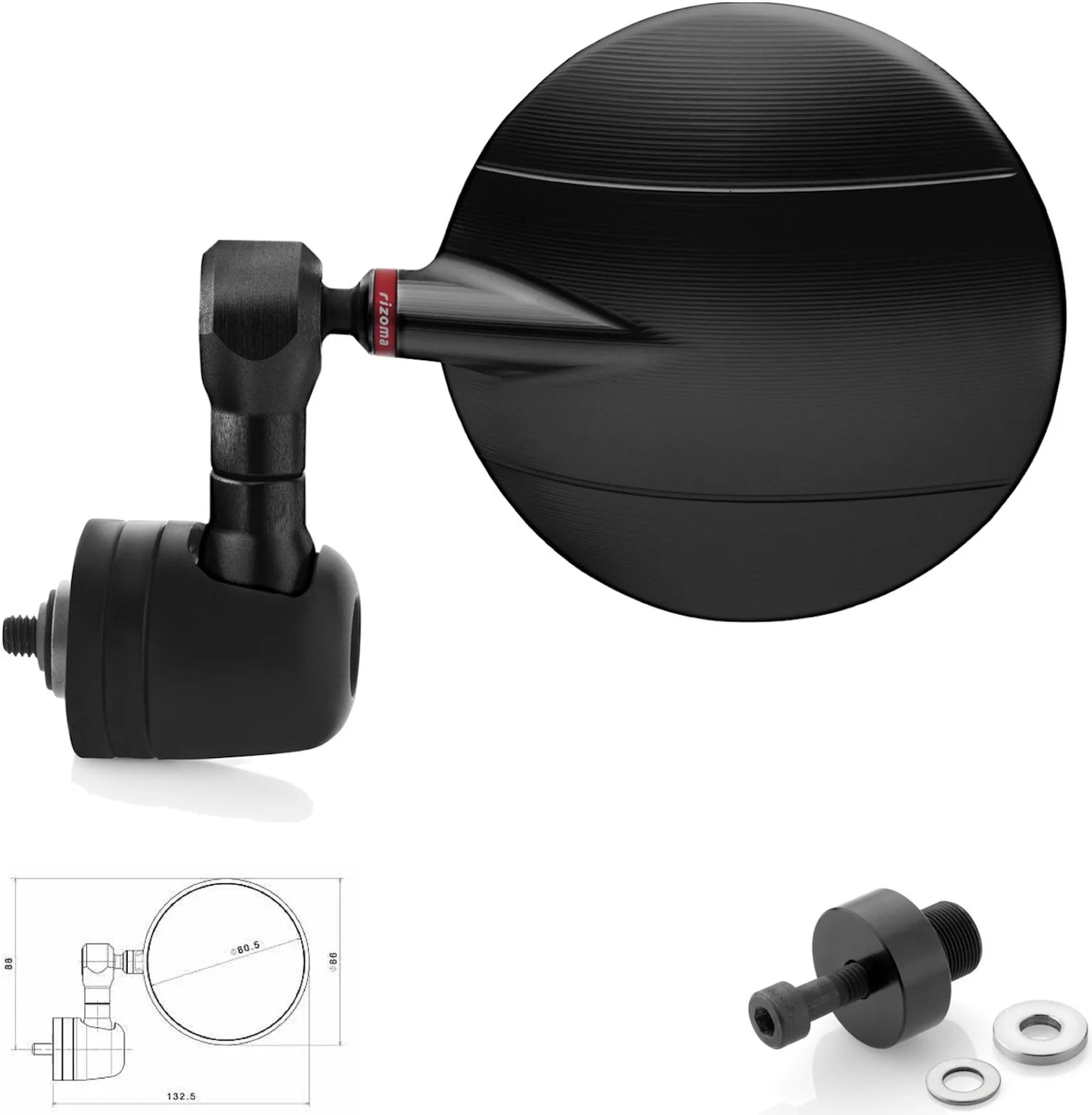 Specchietto End Mount Destro Spy-R Ø80 - Rizoma Compatibile Con Kawasaki Er-6 F (2012-2016)