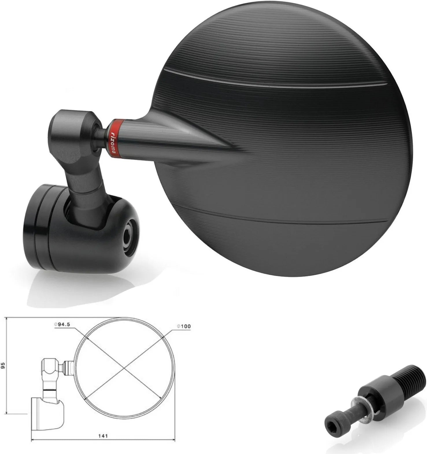 Specchietto End Mount Sinistro Spy-R Ø94.5 - Rizoma Compatibile Con Yamaha T-Max 530 (2012-2019)