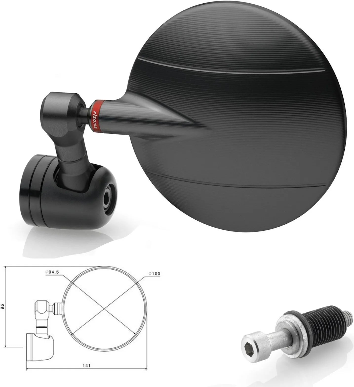 Specchietto End Mount Sinistro Spy-R Ø94.5 - Rizoma Compatibile Con Mv Agusta Brutale 675 (2013-2015)