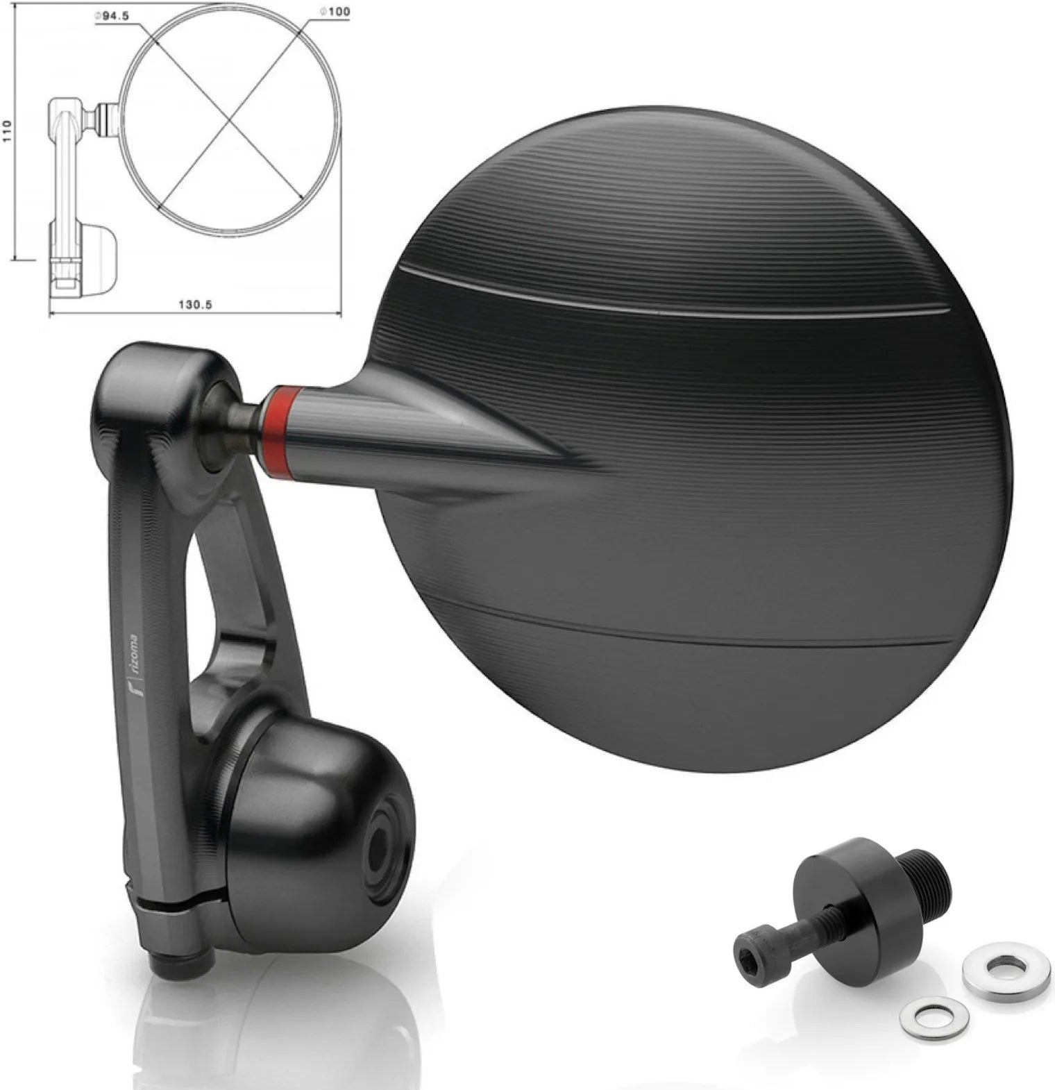 Specchietto End Mount Sinistro Spy-Arm Ø94.5 - Rizoma Compatibile Con Kawasaki Z 800 (2012-2016)