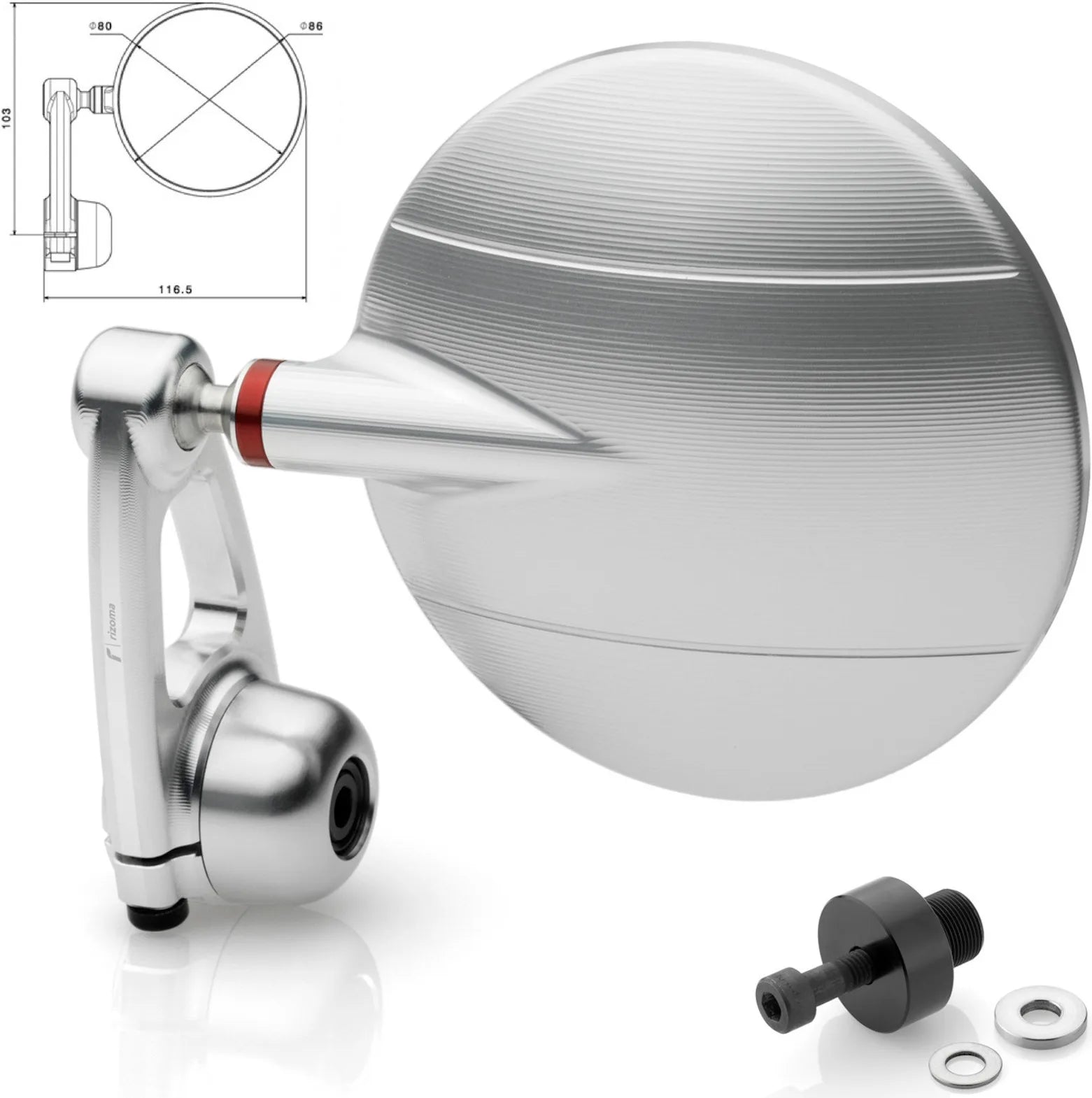 Specchietto End Mount Destro Spy-Arm Ø80 - Rizoma Compatibile Con Kawasaki Z 300 (2015-2016)