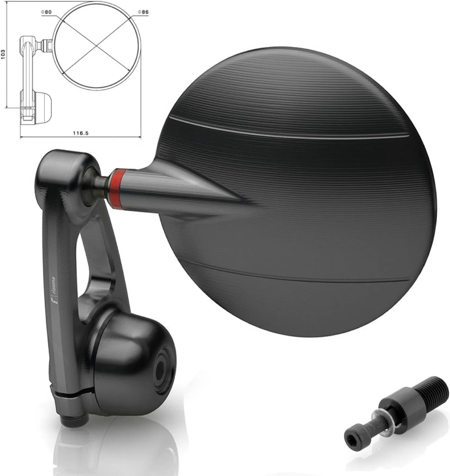 Specchietto End Mount Destro Spy-Arm Ø80 - Rizoma Compatibile Con Yamaha Xjr 300 (2002-2015)