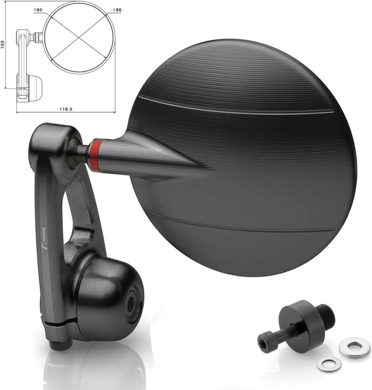 Specchietto End Mount Sinistro Spy-Arm Ø80 - Rizoma Compatibile Con Kawasaki Z 800 (2012-2016)