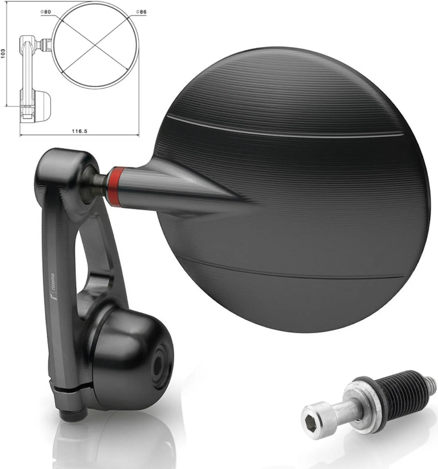 Specchietto End Mount Destro Spy-Arm Ø80 - Rizoma Compatibile Con Mv Agusta Brutale 800 (2013-2015)