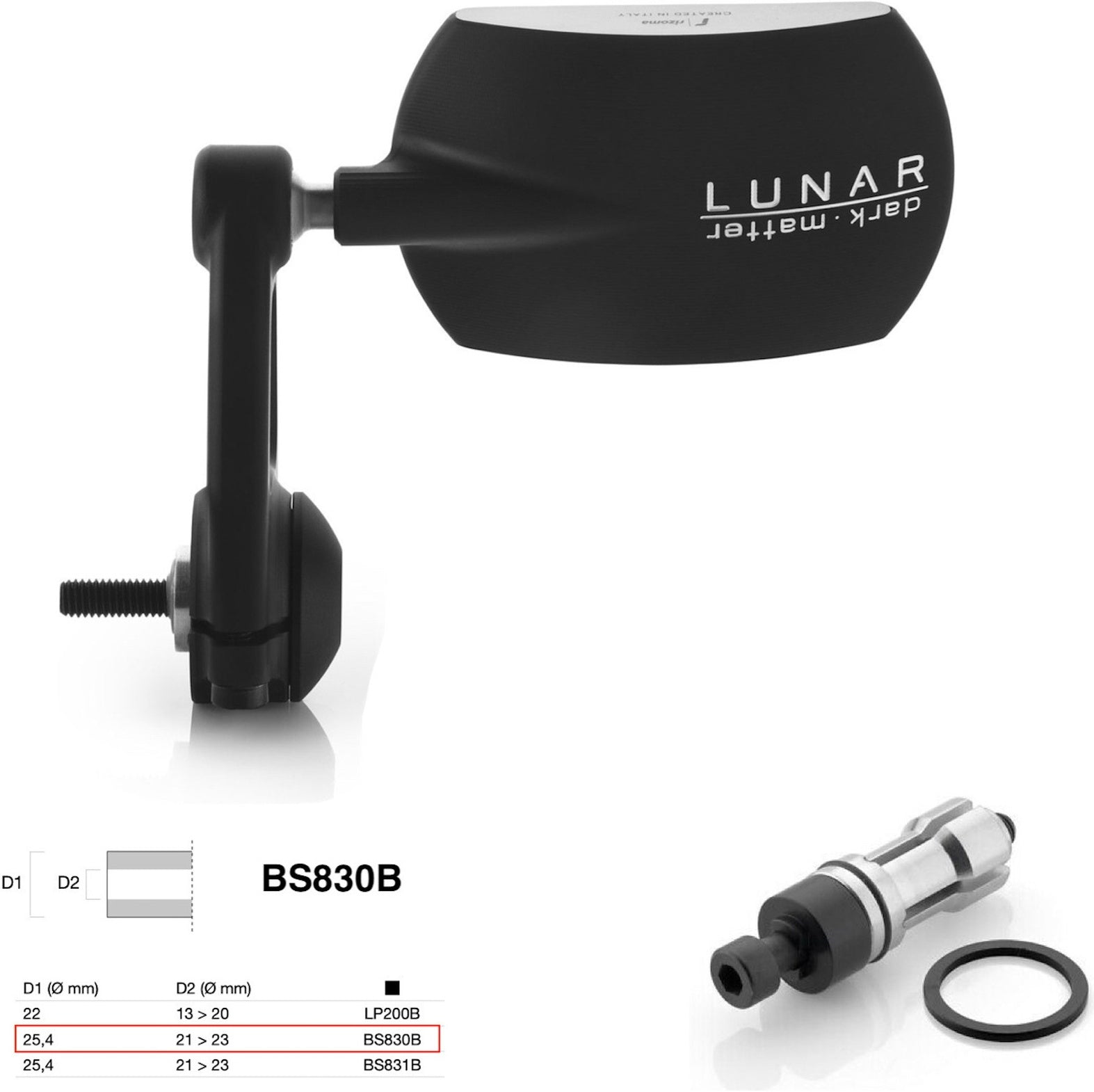 Mirror End Mount Right Universal Ø24,5(21>23) Lunar - Rizoma Compatible With Aprilia