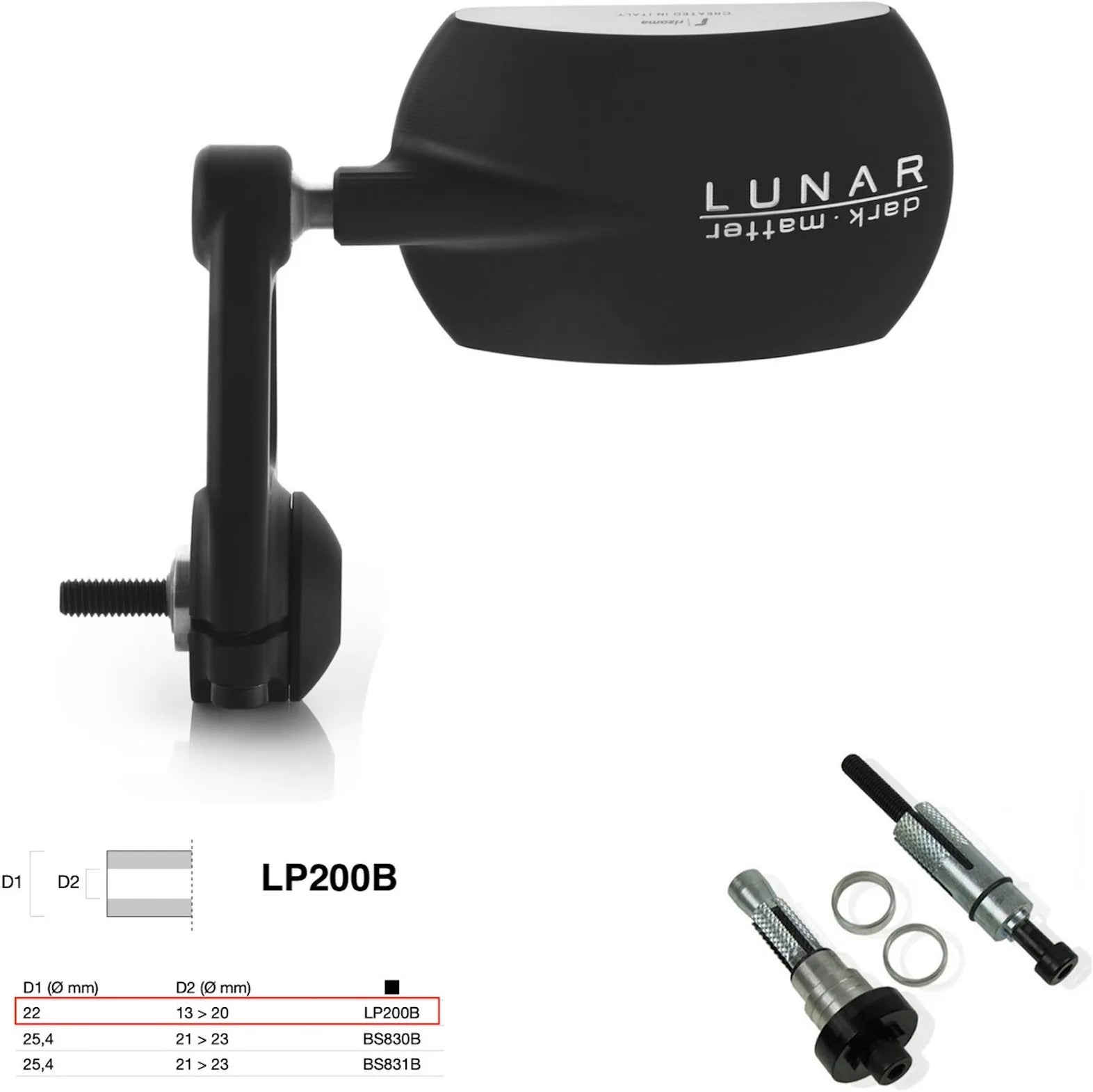Specchietto End Mount Destro Universale Dø 22(13>20) Lunar - Rizoma Compatibile Con Ktm