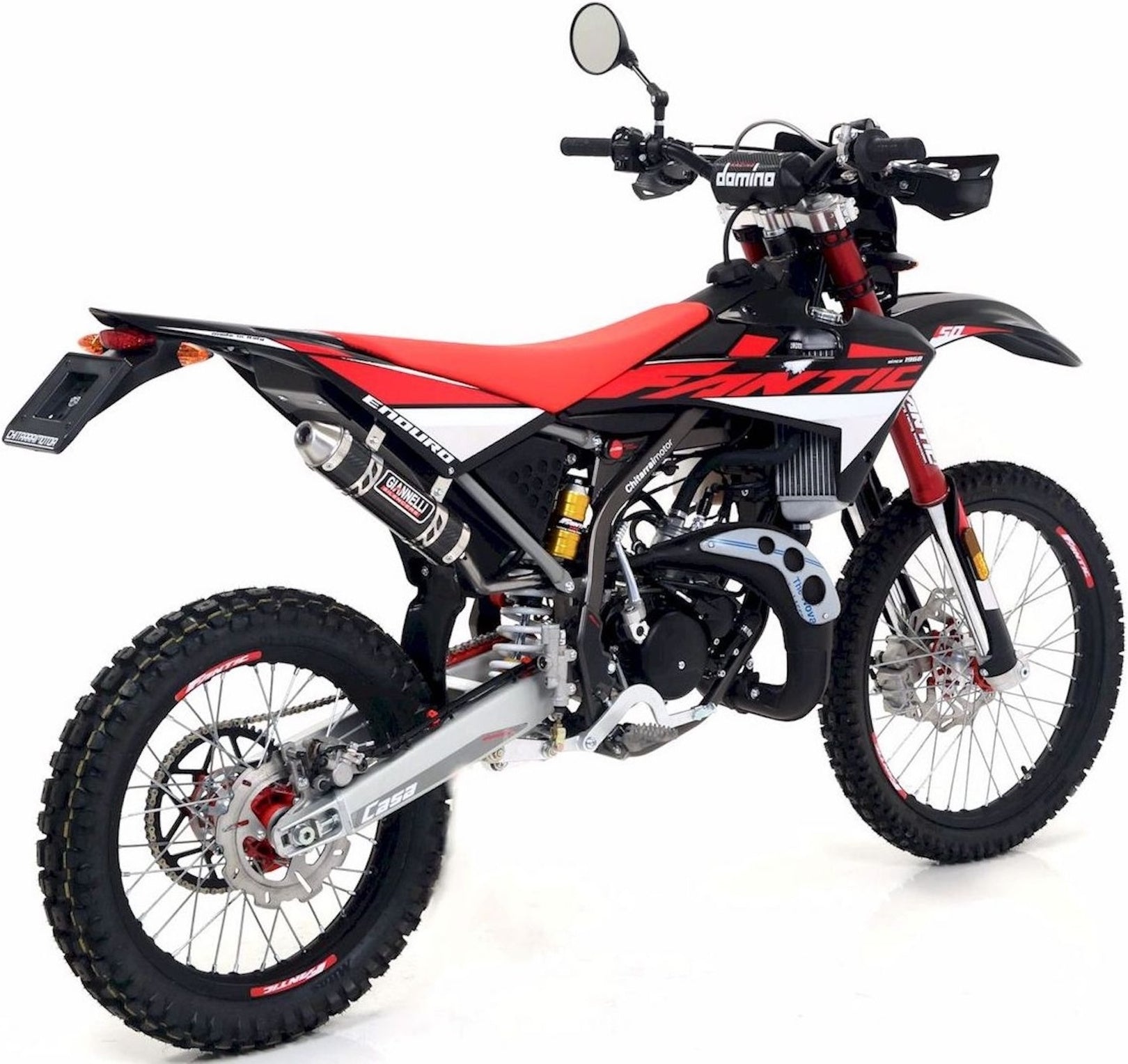 Complete Non-Catalytic Exhaust System With Sound Certification Enduro 2T Carbon - Giannelli Compatible With Fantic Motor Enduro 50 Casa (2018)