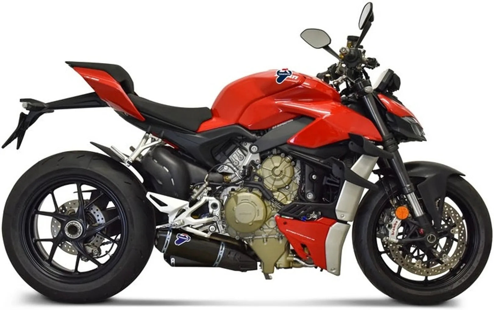 Doppio Terminale Di Scarico Senza Omologazione Suono Titanio Nero Coppa Alluminio - Termignoni Compatibile Con Ducati Streetfighter V4 (2020-2021)