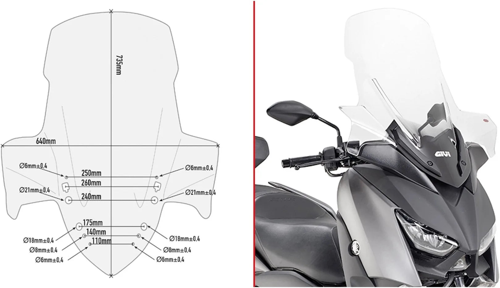 Parabrezza Trasparente - Givi Compatibile Con Yamaha X-Max 125 (2018-2022)