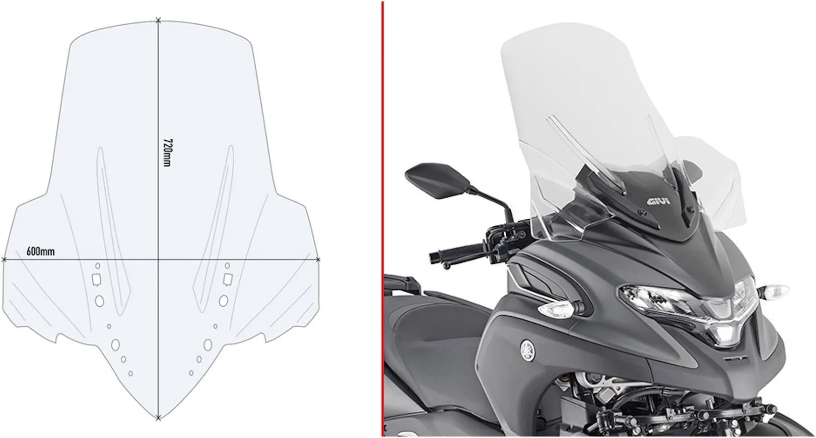 Parabrezza Trasparente - Givi Compatibile Con Yamaha Tricity 300 (2020-2024)