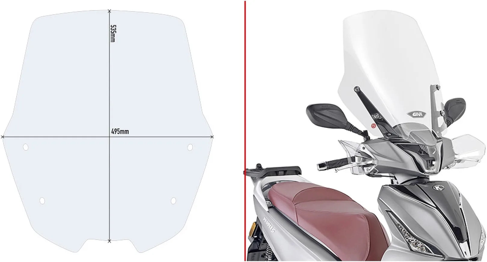 Parabrezza Trasparente - Givi Compatibile Con Kymco People S 125 - 150 - 200 (2020-2024)