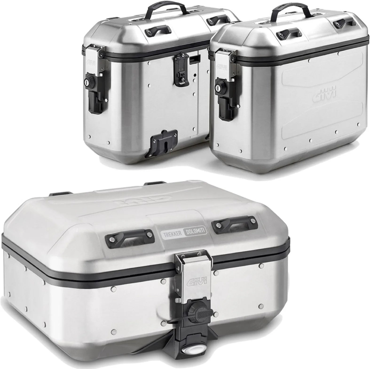 Bauletto + Valigie Laterali Trekker Dolomiti Alluminio 102 Lt Trekker Dolomiti Alluminio - Givi Compatibile Con Benelli Trk 702 X (2023-2024)