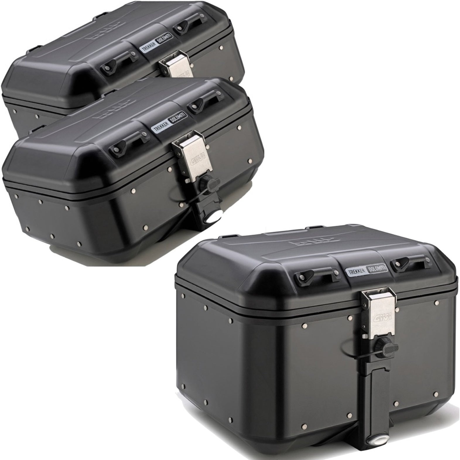 Trekker Dolomiti Aluminium Black Top Case + Side Cases - 106 Lt Trekker Dolomiti Aluminium - Givi Compatible With Kawasaki Versys 650 (2006-2009)