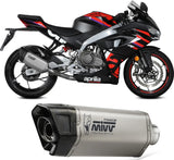 Complete Catalytic Exhaust System With Sound Certification Sr-1 Titanium - Mivv Compatible With Aprilia Rs 457 (2024-2026)
