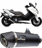 Impianto Di Scarico Completo Catalizzato E Con Omologazione Suono Nero Acciaio Fondello Carbonio - Leovince Compatibile Con Yamaha Xp 530 T-Max (2012-2016)