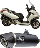Terminale Di Scarico Con Omologazione Suono Nero Acciaio Fondello Carbonio - Leovince Compatibile Con Peugeot Metropolis 400 I (2013-2016)