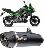 Terminale Di Scarico Con Omologazione Suono Nero Acciaio Fondello Carbonio - Leovince Compatibile Con Kawasaki Versys 1000 (2019-2024)