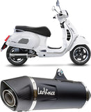 Terminale Di Scarico Con Omologazione Suono Nero Acciaio Fondello Carbonio - Leovince Compatibile Con Piaggio Vespa Gts 300 Hpe (2019-2020)