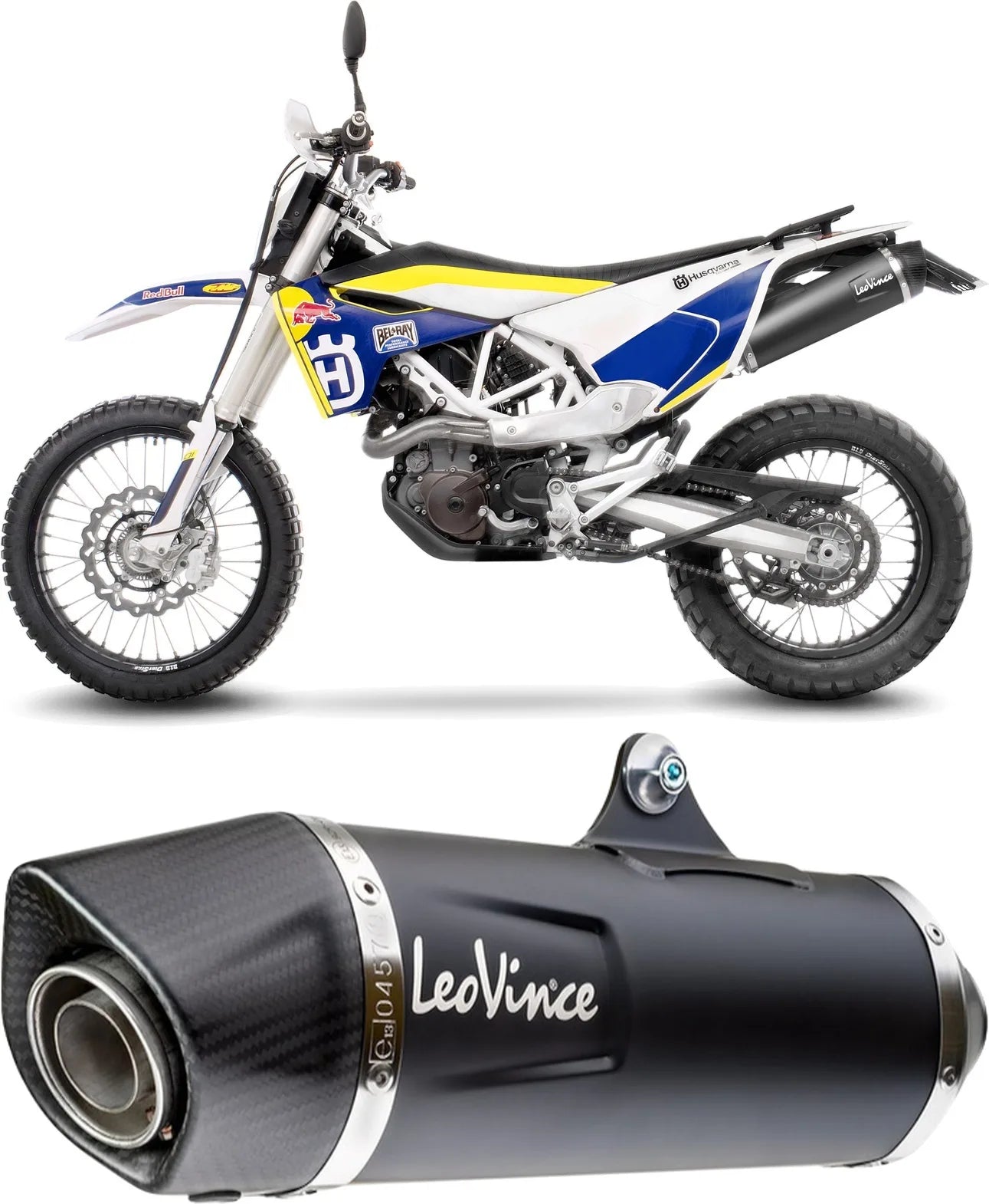 Terminale Di Scarico Con Omologazione Suono Nero Acciaio Fondello Carbonio - Leovince Compatibile Con Husqvarna 701 Enduro - Lr (2017-2020)