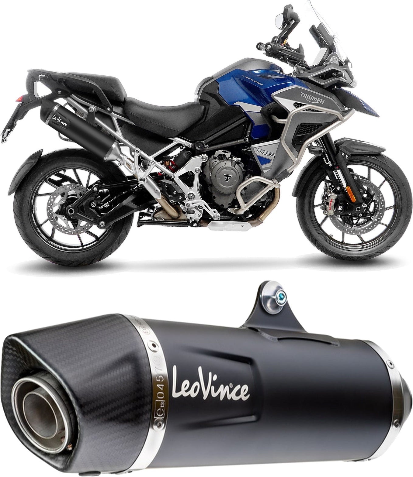 Exhaust Tip With Noise Certification Nero Stainless Steel Carbon Fiber End Cap - Leovince Compatible With Triumph Tiger 1200 Gt Explorer (2025-2026)