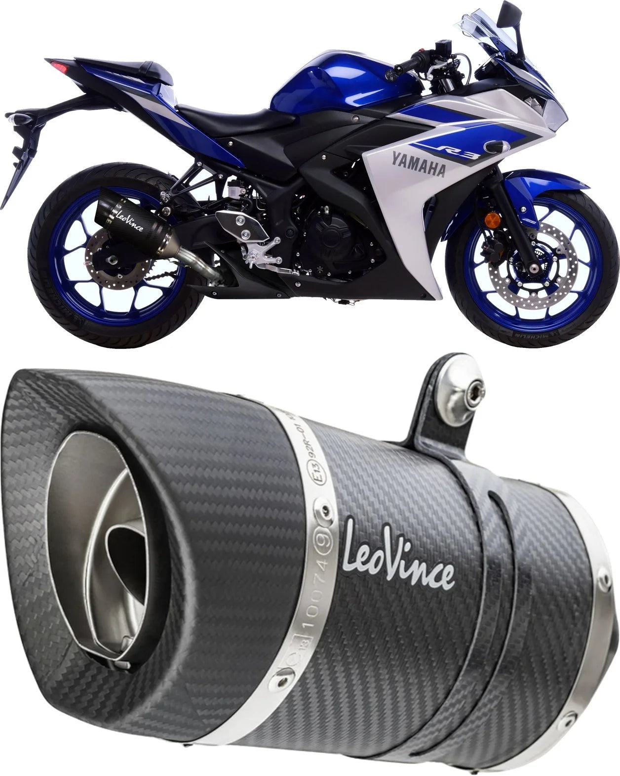 Terminale Di Scarico Con Omologazione Suono Lv Pro Carbonio Fondello Carbonio - Leovince Compatibile Con Yamaha Mt-03 (2016-2017)