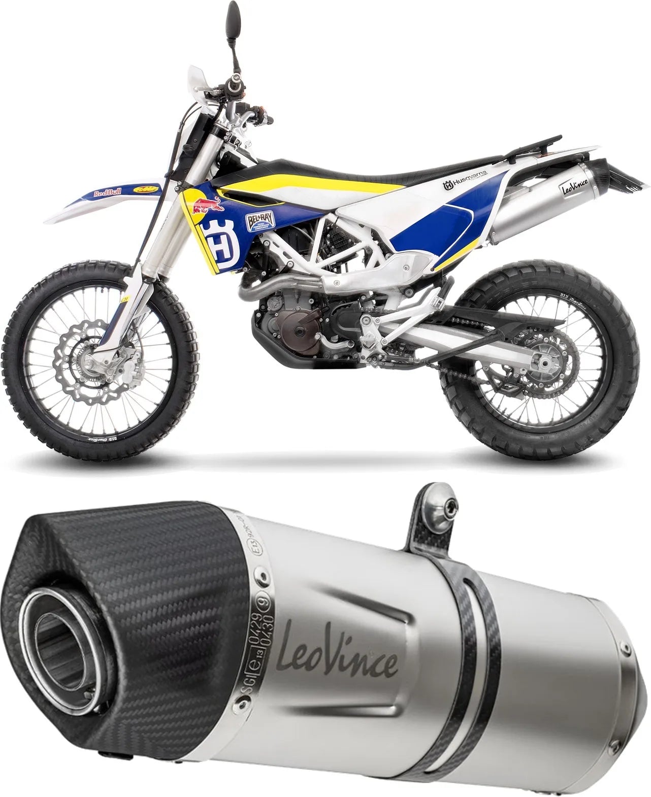 Terminale Di Scarico Con Omologazione Suono Lv One Evo Acciaio Fondello Carbonio - Leovince Compatibile Con Husqvarna 701 Enduro - Lr (2017-2020)