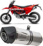 Complete Catalytic Exhaust System With Sound Certification Lv One Evo Stainless Steel Carbon Fiber End Cap - Leovince Compatible With Ktm 690 Smc R (2019-2024)