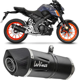 Impianto Di Scarico Completo Catalizzato E Con Omologazione Suono Lv One Evo Acciaio Nero Fondello Carbonio - Leovince Compatibile Con Yamaha Mt-125 (2021-2024)