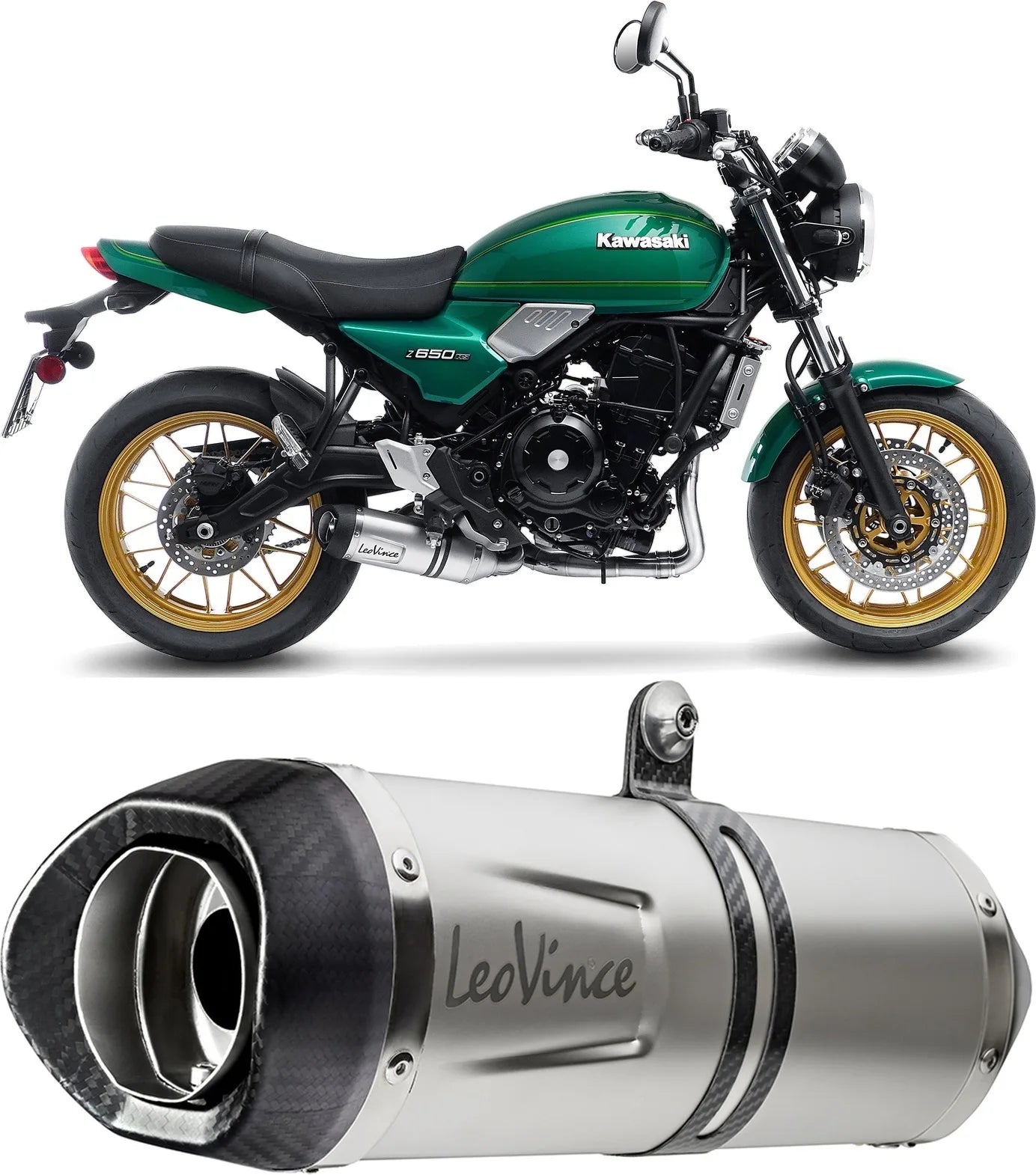 Impianto Di Scarico Completo Catalizzato E Con Omologazione Suono Lv One Evo Acciaio Fondello Carbonio - Leovince Compatibile Con Kawasaki Z 650 Rs (2022-2024)