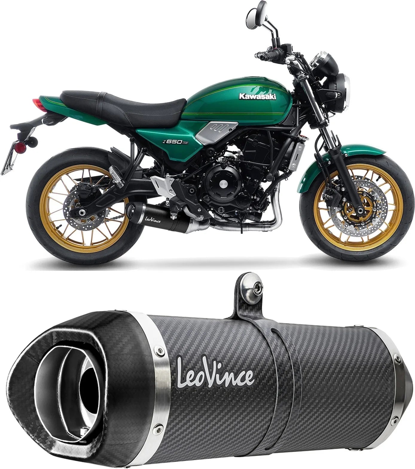 Impianto Di Scarico Completo Catalizzato E Con Omologazione Suono Lv One Evo Carbonio Fondello Carbonio - Leovince Compatibile Con Kawasaki Z 650 Rs (2022-2024)