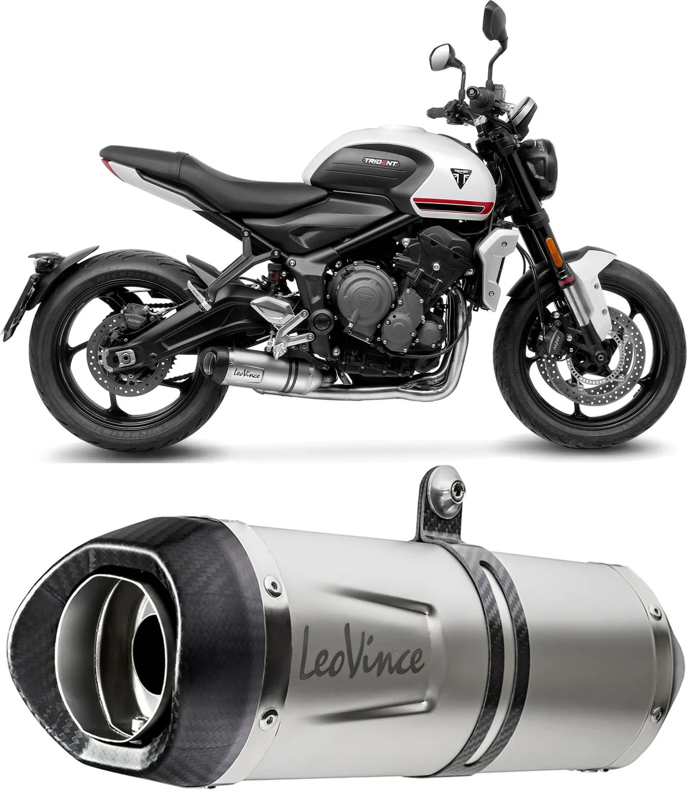 Impianto Di Scarico Completo Catalizzato E Con Omologazione Suono Lv One Evo Acciaio Fondello Carbonio - Leovince Compatibile Con Triumph Tiger 660 Sport (2022-2024)