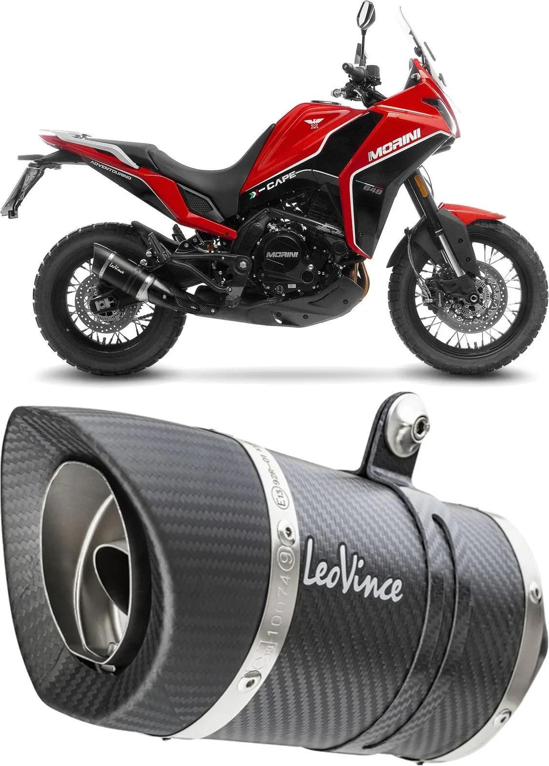 Terminale Di Scarico Con Omologazione Suono Lv Pro Carbonio Fondello Carbonio - Leovince Compatibile Con Moto Morini X-Cape 650 - A2 (2021-2024)