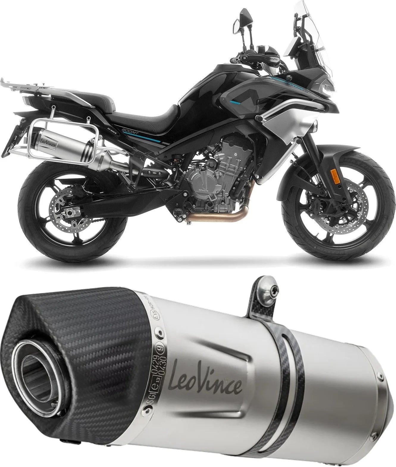 Terminale Di Scarico Con Omologazione Suono Lv One Evo Acciaio Fondello Carbonio - Leovince Compatibile Con Cfmoto 800 Mt Sport (2025-2026)