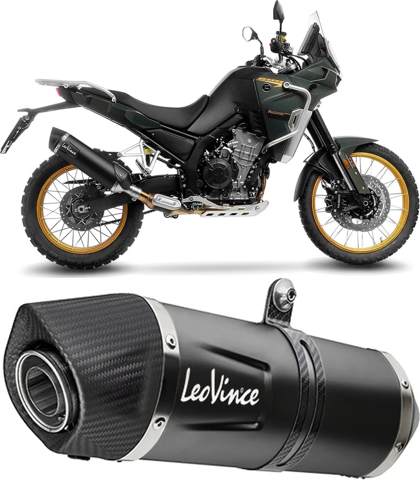 Terminale Di Scarico Con Omologazione Suono Lv One Evo Acciaio Nero Fondello Carbonio - Leovince Compatibile Con Kove Moto 800 X Pro - Adv (2024-2026)
