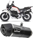 Exhaust Tip With Noise Certification Lv One Evo Steel Black Carbon Fiber End Cap - Leovince Compatible With Moto Guzzi V85 Tt (2019-2023)