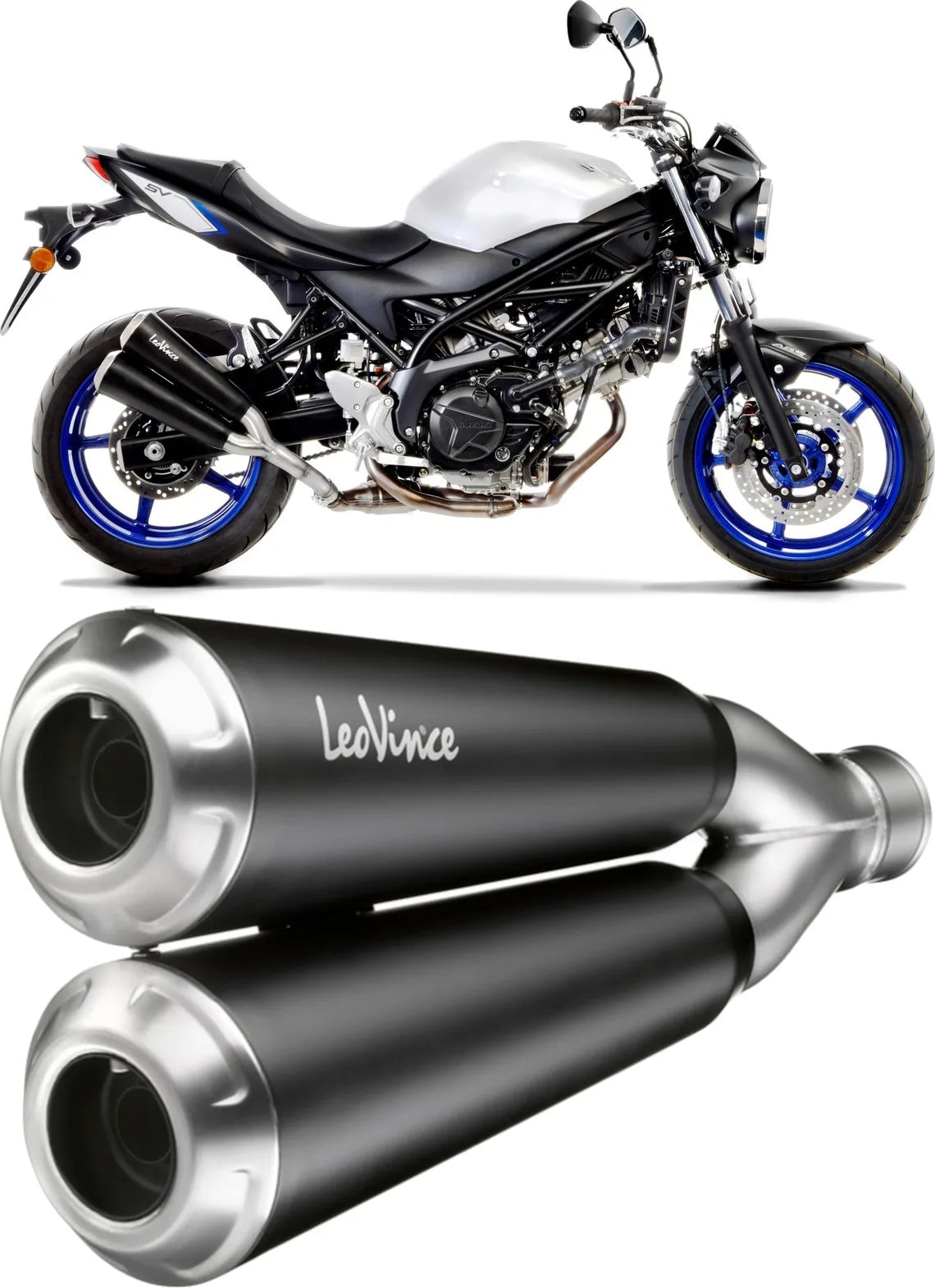Terminale Di Scarico Con Omologazione Suono Gp Duals Acciaio Fondello Acciaio - Leovince Compatibile Con Suzuki Sv 650 X (2018-2023)