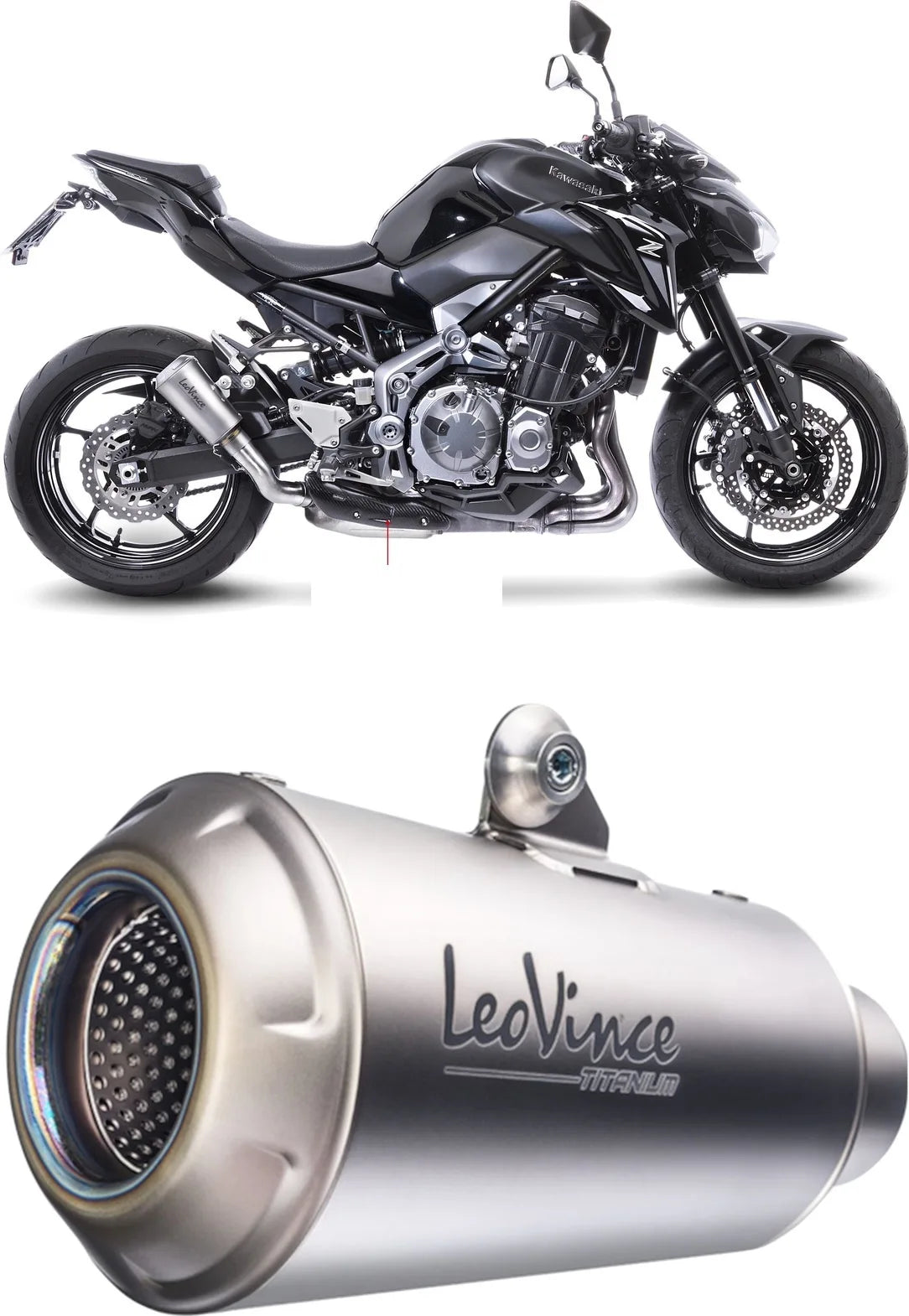 Terminale Di Scarico Con Omologazione Suono Lv-10 Titanio Fondello Titanio - Leovince Compatibile Con Kawasaki Z 900 A2 (2018-2024)
