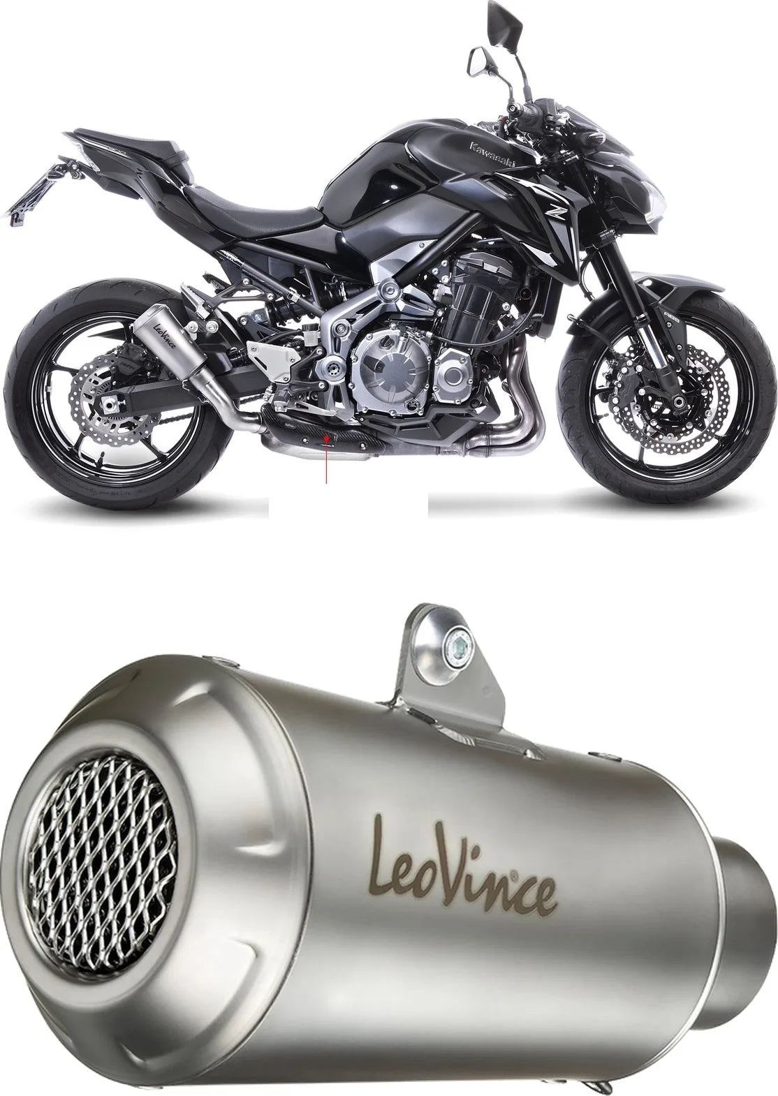 Terminale Di Scarico Con Omologazione Suono Lv-10 Acciaio Fondello Acciaio - Leovince Compatibile Con Kawasaki Z 900 (2017-2019)