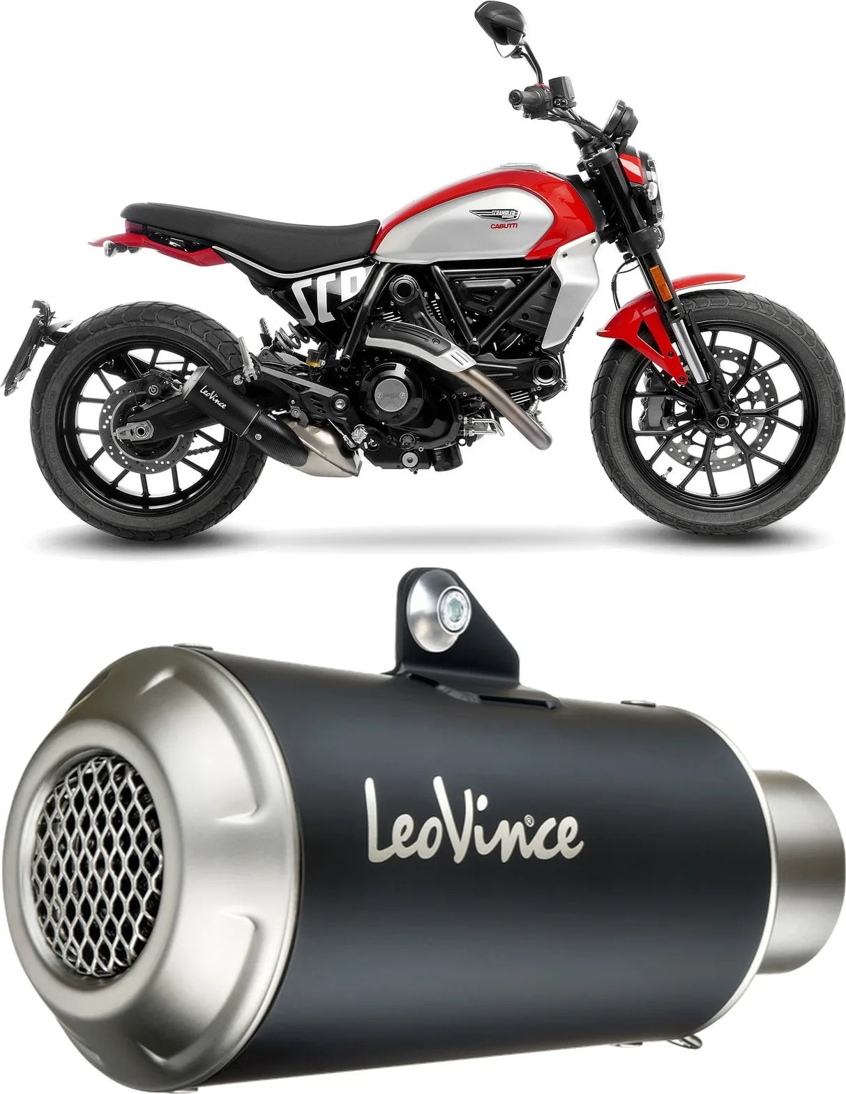 Terminale Di Scarico Con Omologazione Suono Lv-10 Acciaio Nero Fondello Acciaio - Leovince Compatibile Con Ducati Scrambler 800 Night Shift (2023-2024)