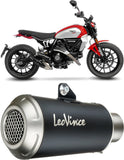 Terminale Di Scarico Con Omologazione Suono Lv-10 Acciaio Nero Fondello Acciaio - Leovince Compatibile Con Ducati Scrambler 800 Full Throttle (2023-2024)