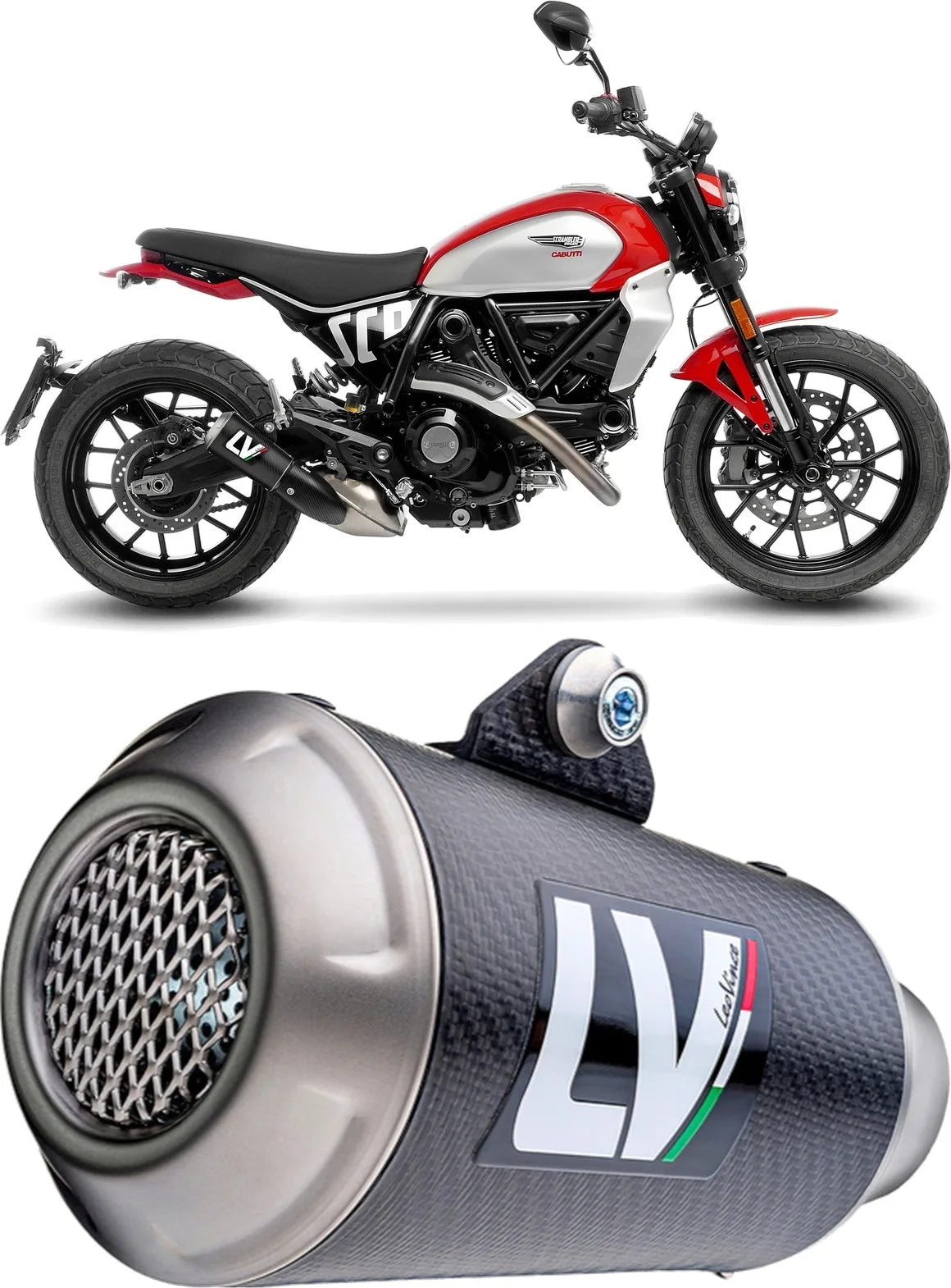 Terminale Di Scarico Con Omologazione Suono Lv-10 Carbonio Fondello Acciaio - Leovince Compatibile Con Ducati Scrambler 800 Night Shift (2025-2026)