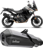 Terminale Di Scarico Con Omologazione Suono Lv-12 R Acciaio Nero Fondello Carbonio - Leovince Compatibile Con Ktm 1290 Super Adventure T (2017-2020)