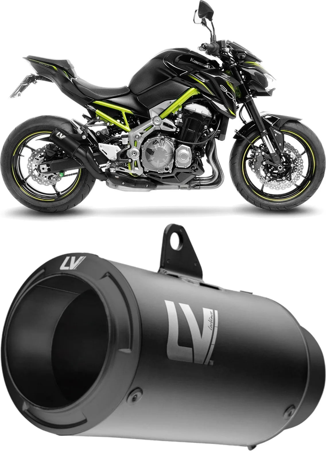 Terminale Di Scarico Con Omologazione Suono Lv Corsa S Acciaio Full Nero Fondello Acciaio Nero - Leovince Compatibile Con Kawasaki Z 900 A2 (2025-2026)