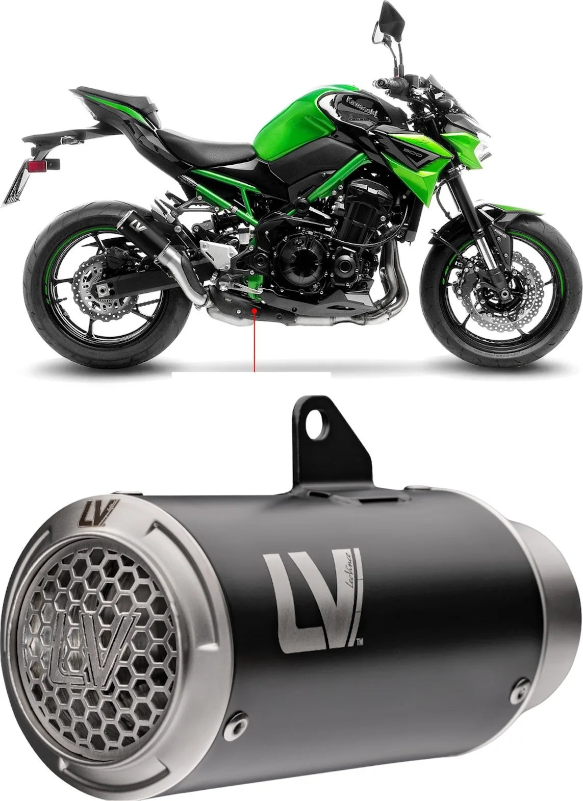 Terminale Di Scarico Con Omologazione Suono Lv Corsa S Acciaio Nero Fondello Acciaio - Leovince Compatibile Con Kawasaki Z 900 (2020-2024)