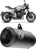 Exhaust Tip With Noise Certification Lv Corsa S Steel Full Black Steel Black End Cap - Leovince Compatible With Honda Cb 1000 R Neo Sports Café (2018-2024)