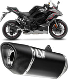 Terminale Di Scarico Con Omologazione Suono Lv-14 R Acciaio Nero Fondello Carbonio - Leovince Compatibile Con Kawasaki Ninja 1000 Sx (2020-2024)