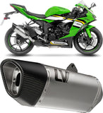 Exhaust Tip With Noise Certification Lv-14 R Stainless Steel Carbon Fiber End Cap - Leovince Compatible With Kawasaki Zx 6R Ninja (2024-2026)