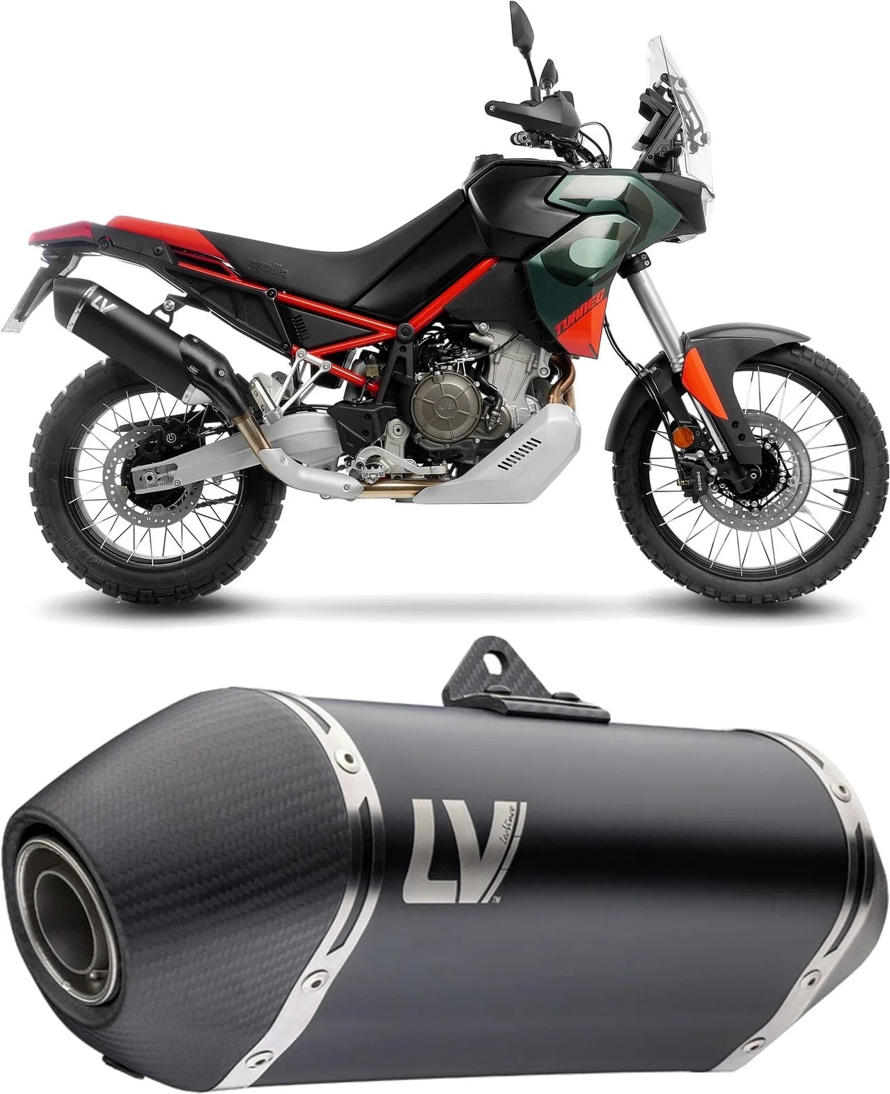 Terminale Di Scarico Con Omologazione Suono Lv-14 Acciaio Nero Fondello Carbonio - Leovince Compatibile Con Aprilia Tuareg 660 (2022-2024)