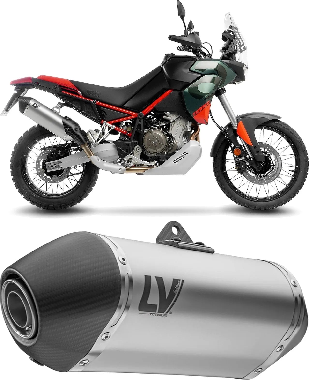 Terminale Di Scarico Con Omologazione Suono Lv-14 Titanio Fondello Carbonio - Leovince Compatibile Con Aprilia Tuareg 660 (2025-2026)