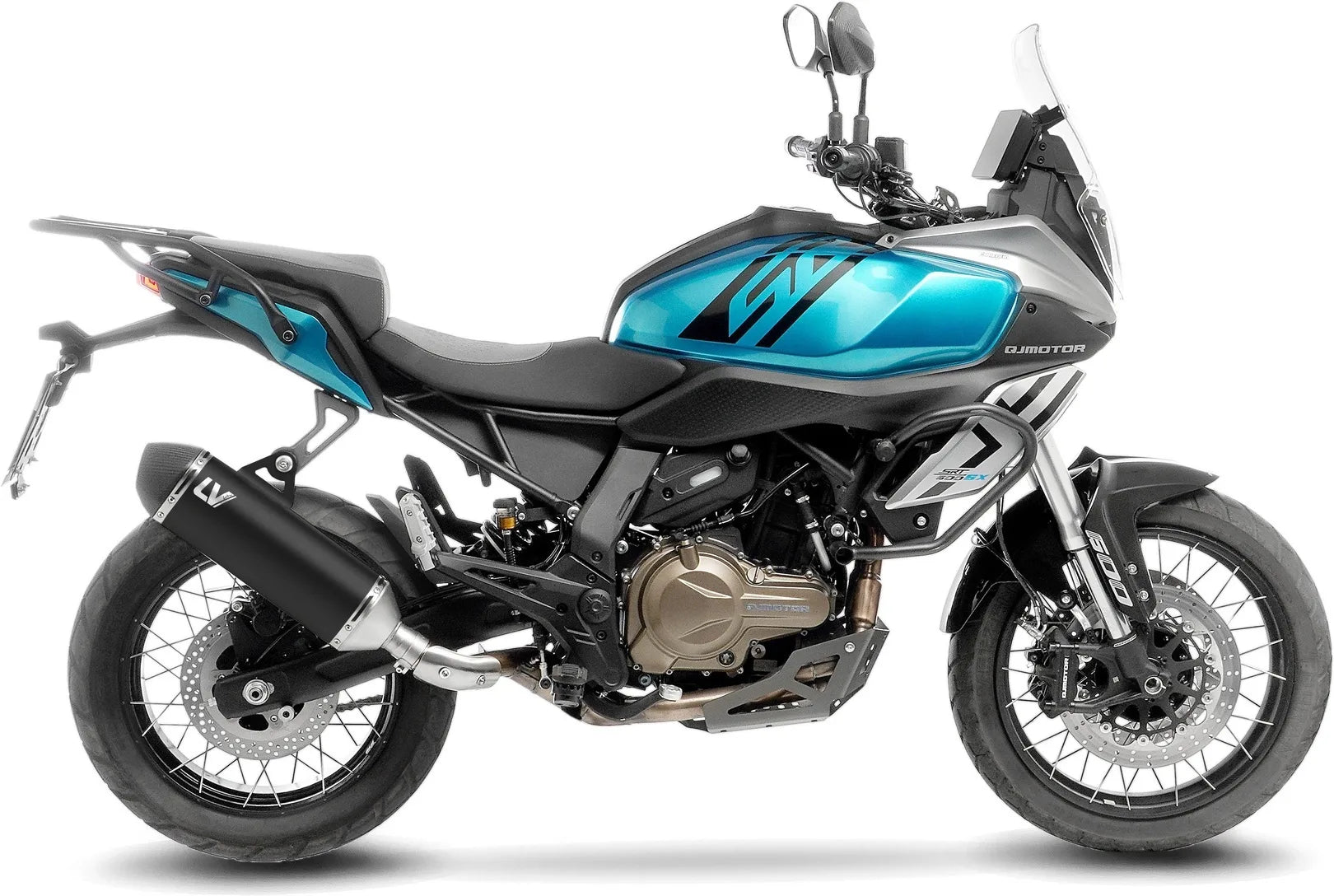 Terminale Di Scarico Con Omologazione Suono Lv-14 Acciaio Nero Fondello Carbonio - Leovince Compatibile Con Qj Motor Srt 600 Sx (2024-2026)